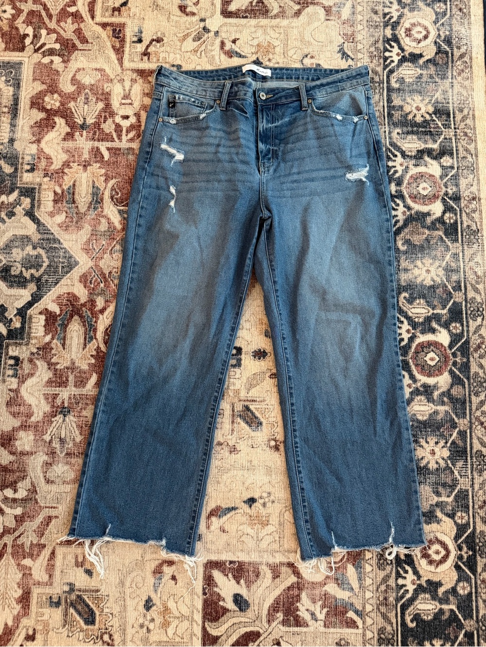 Kancan distressed straight leg denim
